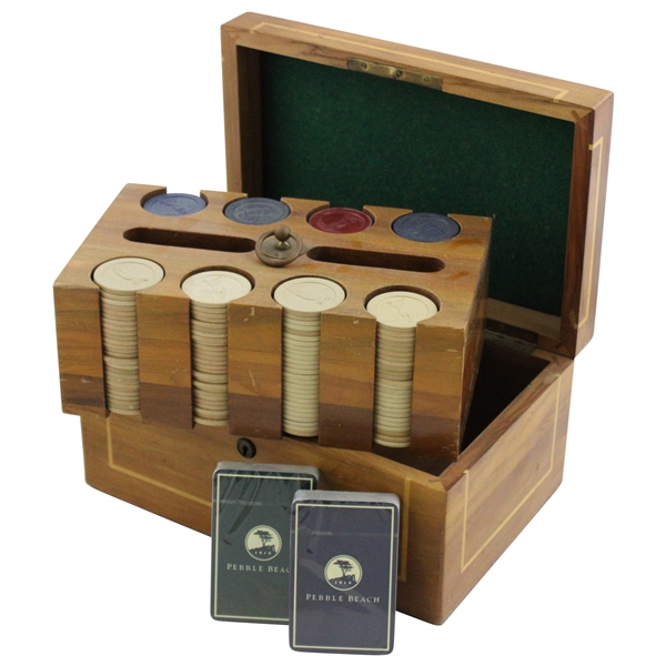 Golf Themed Poker Set In Wooden Box