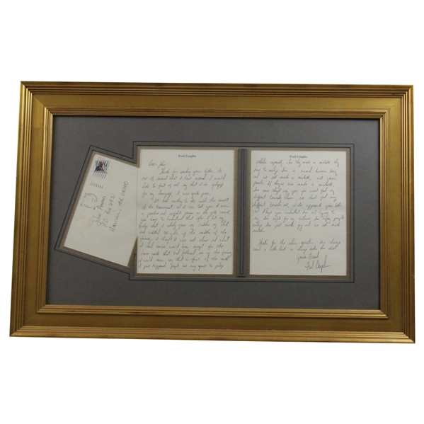 Fred Couples Signed Handwritten 2 Page 'Apology' Letter to John Amann - Framed JSA ALOA