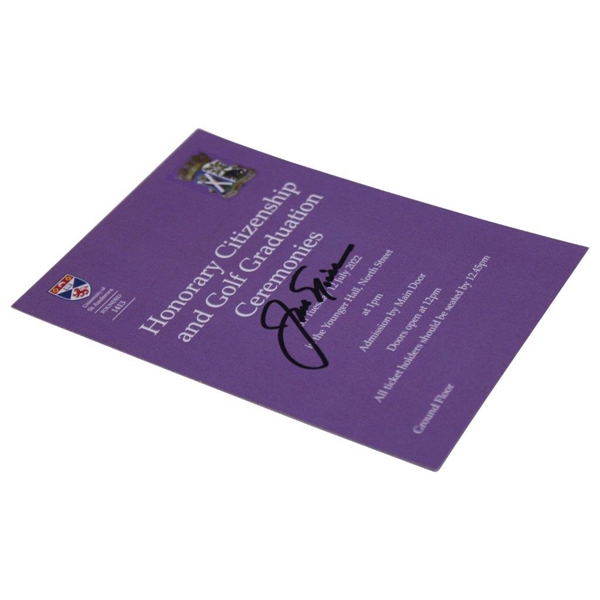 Jack Nicklaus Signed St Andrews Honorary Citizenship & Golf Graduation Ceremonies Ticket JSA ALOA