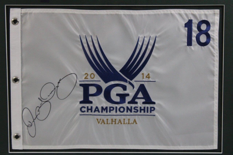 Rory McIlroy Signed 2014 Open Championship & PGA Championship Framed Flags JSA ALOA