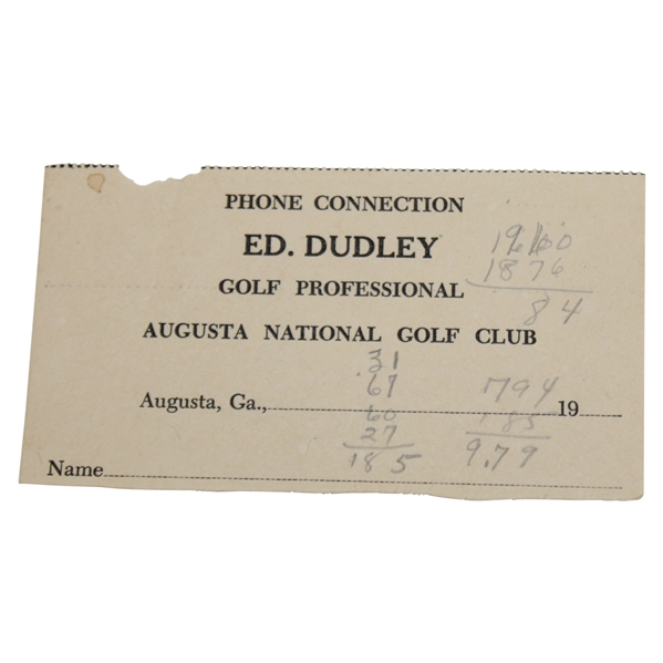 Ed. Dudley Augusta National Golf Club Golf Professional Phone Connection Memo