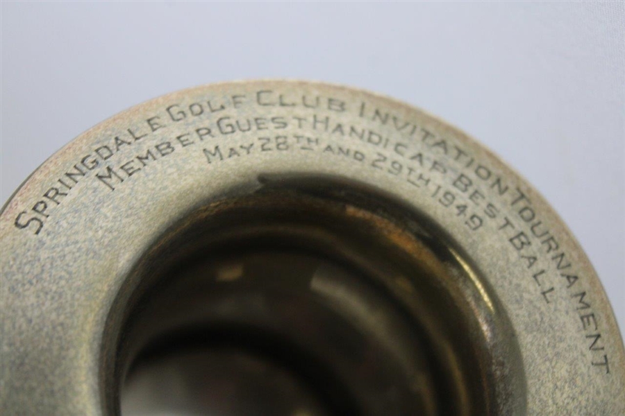 1949 Springdale Golf Club Invitational Tournament Low Net Sterling Silver Trophy