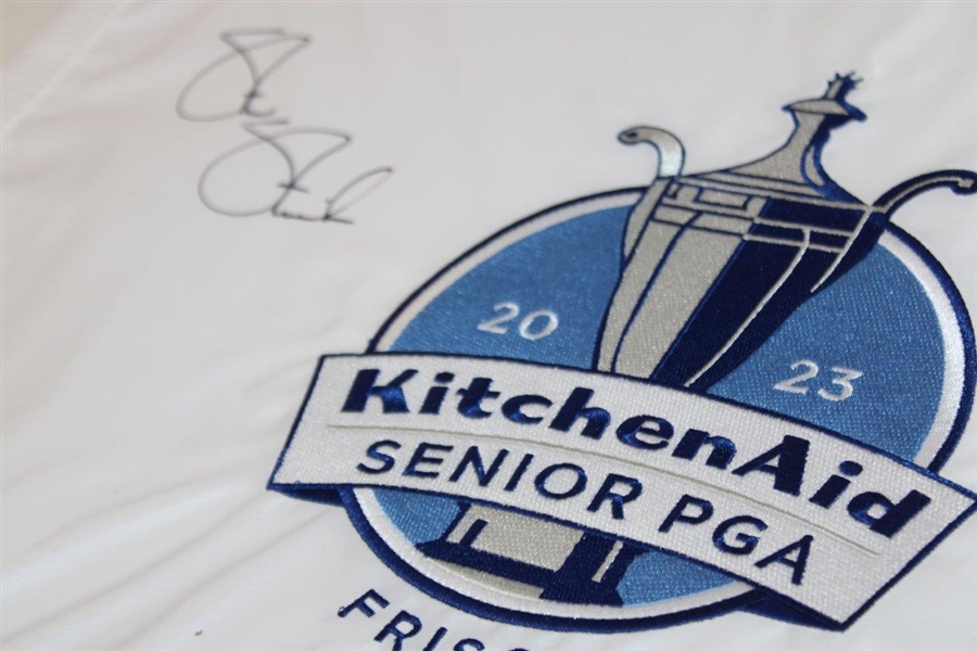 Steve Stricker Signed 2023 Senior PGA Championship Embroidered Flag Beckett #BL67095