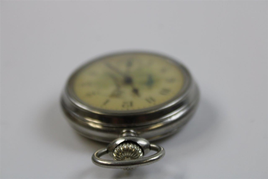 Early 1900S Pocket Watch With Golfer And Caddy