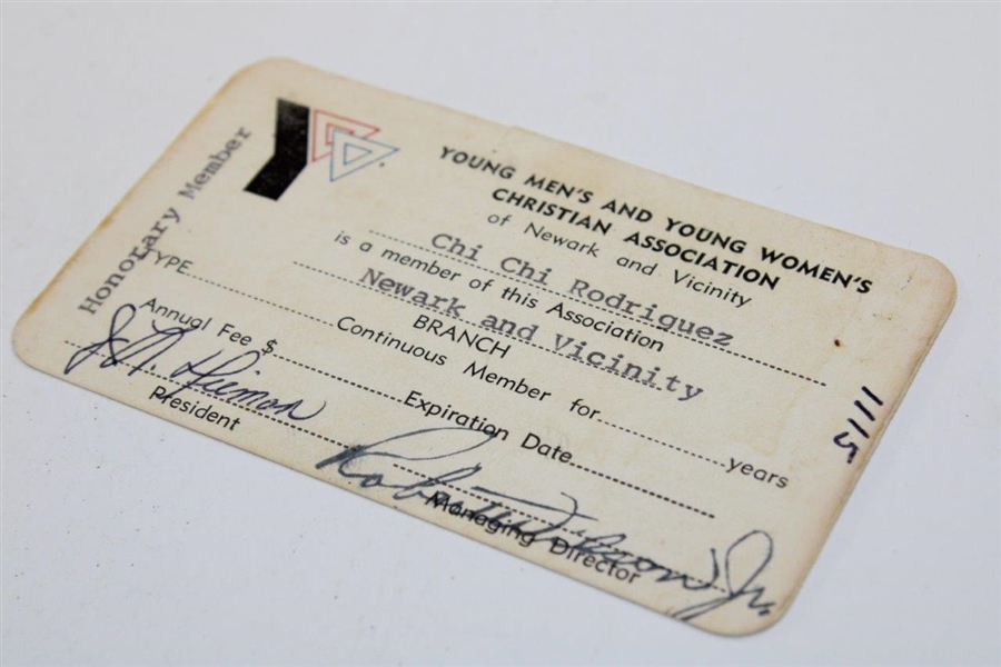 Chi-Chi Rodriguez's Personal YMCA of Newark & Vicinity Honorary Member Card