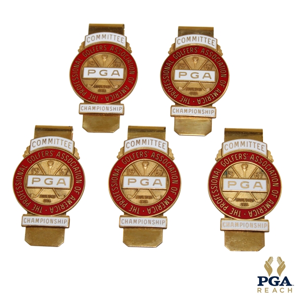 Five (5) 1967 PGA Championship at Columbine CC Committee Clips/Badges