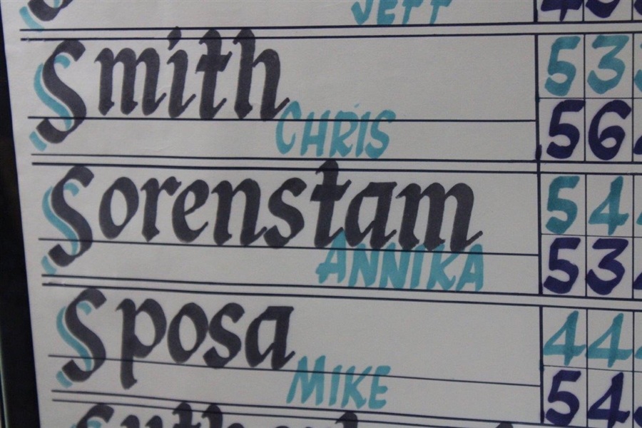 2003 Annika Sorenstam Colonial Inv. Tournament Actual Used Scoreboard - Historic Round - Framed