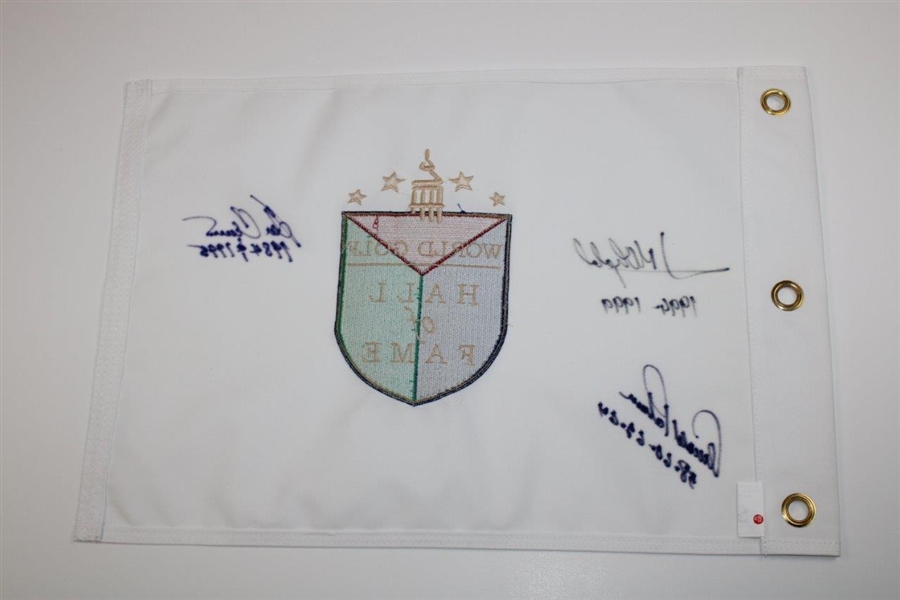 Arnold Palmer, Jose Olazabal & Ben Crenshaw Signed World Golf Hall of Fame Flag JSA ALOA