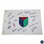 Palmer, Beman, Kite, Strange, Lopez & 11 others Signed World Golf Hall of Fame Flag JSA ALOA