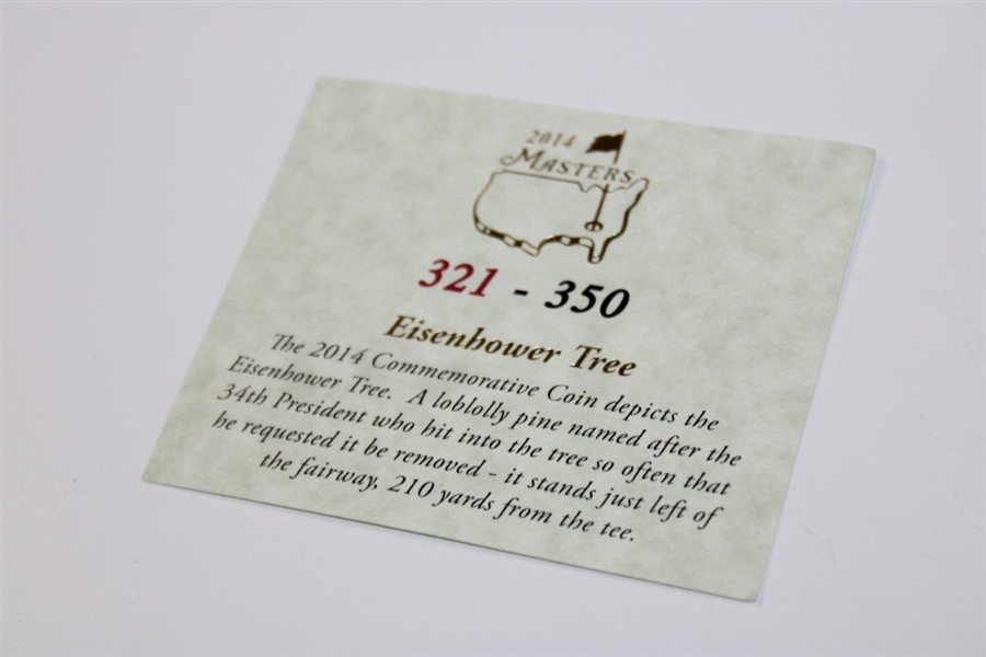2014 Masters Tournament Ltd Ed Eisenhower Tree Coin #321/350 in Box