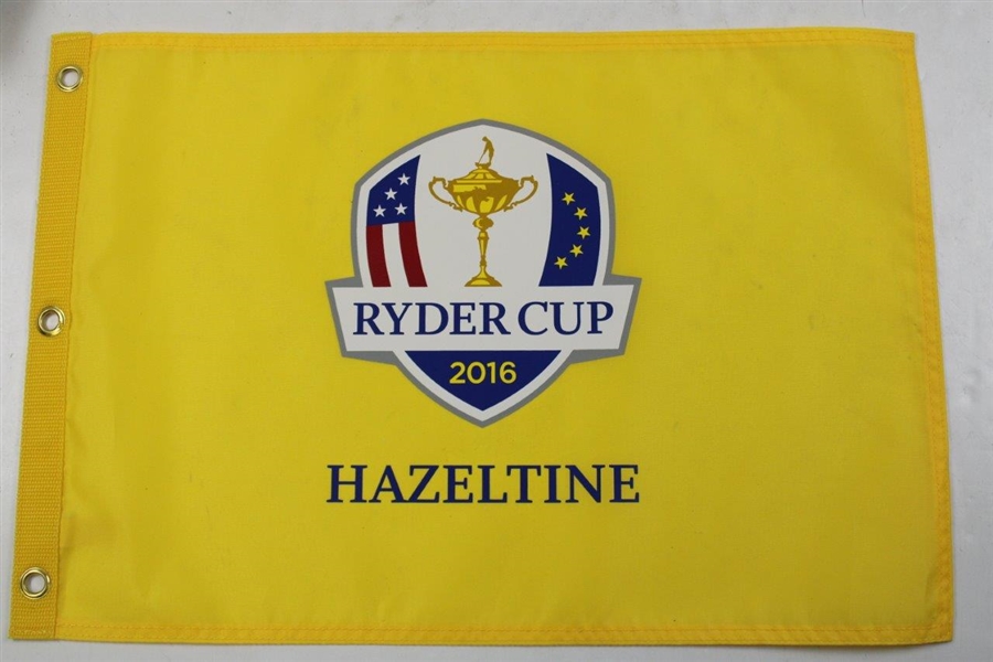 Two (2) Ryder Cup Screen Flags From 1999 at The Country Club & 2016 At Hazeltine