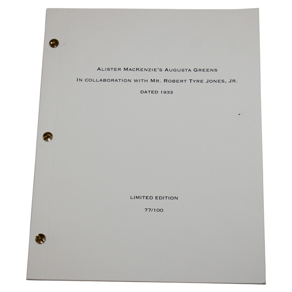 Alister MacKenzie's Augusta Greens in Collaboration w/ Robert Tyre Jones Jr. Ltd Ed 77/100