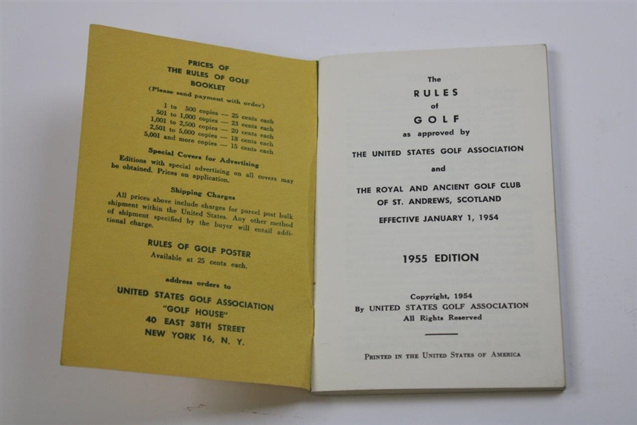 Jack Fleck Signed 1955 USGA The Rules Of Golf Booklet JSA ALOA