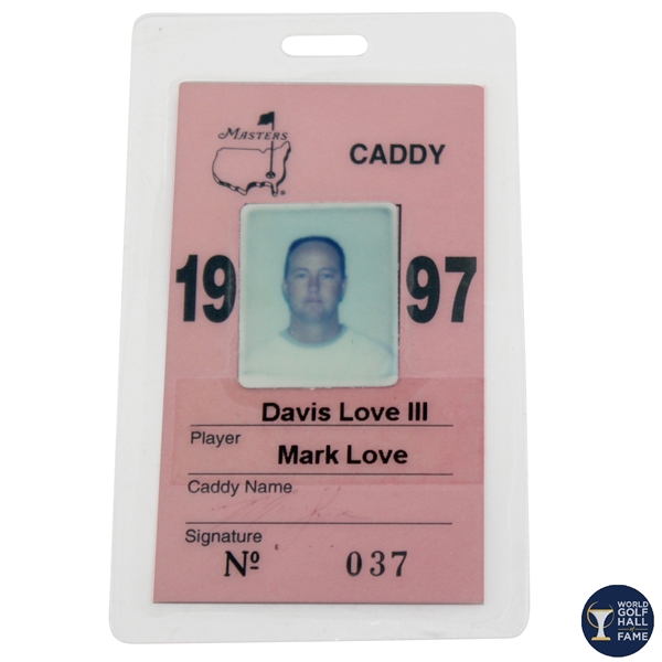 1997 Masters Caddy Credentials ID #37 for Davis Love III - Brother Mark Love