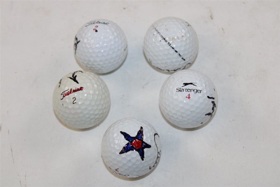Weiskopf, Pate, Green, Littler & Peete Signed Personal Used Golf Balls JSA ALOA