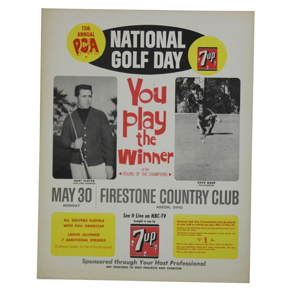 1966 PGA National Golf Day at Firestone Country Club Broadside Cardboard Ad