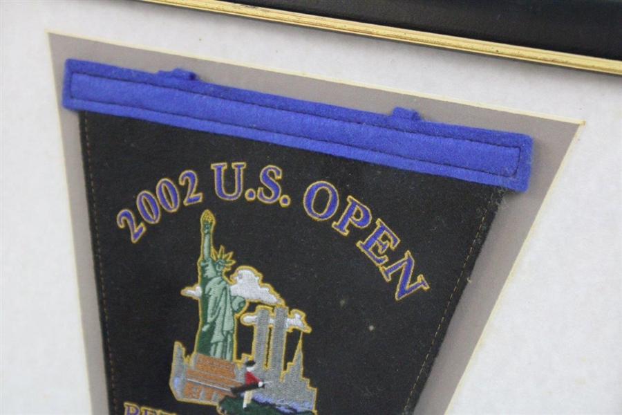 2002 US Open at Bethpage Black Pennant & Pins Display - Framed