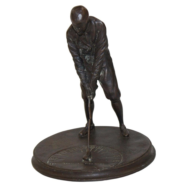 Circa 1930 Bronze Sundial Bobby Jones Likeness Golfer Vintage Golfer by Edwin E. Codman - shaft damage
