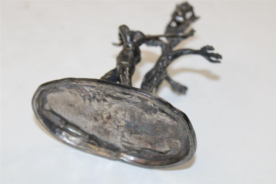 Circa 1890’s Small Figural Silver Plate Golfer Candlestick Holder By William Wheatcroft Harrison & Co.