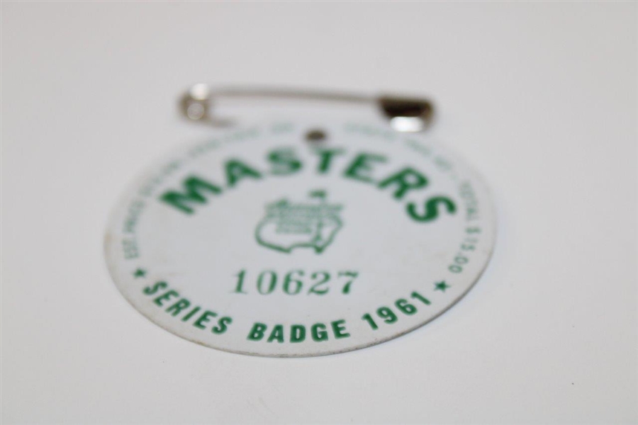 1961 Masters Tournament SERIES Badge #10627 - Gary Player Winner