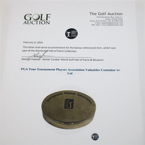 PGA Tour Tournament Players Association Valuables Container w/ Lid