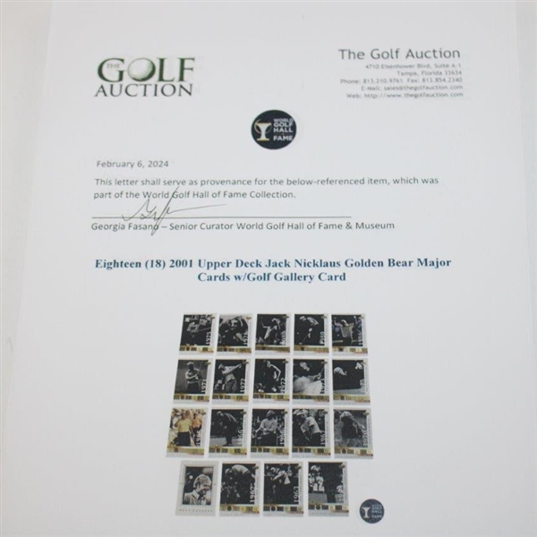 Eighteen (18) 2001 Upper Deck Jack Nicklaus Golden Bear Major Cards w/Golf Gallery Card
