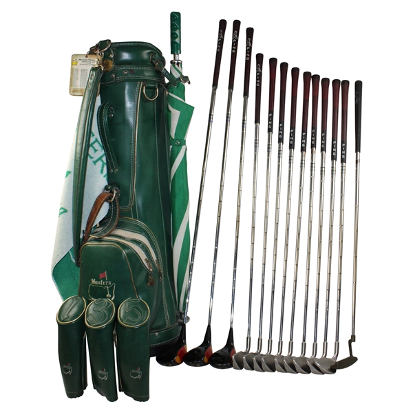 James Brown's Personal Used Irons, Woods & Putter in Masters Bag W/ Personalized Bag Tag