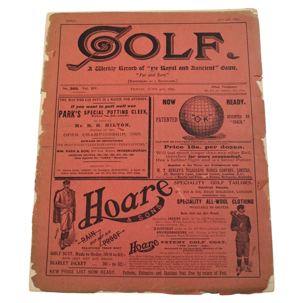 1897 Golf Weekly Record Of 'De Royal and Ancient Game - No. 360. Vol. XIV