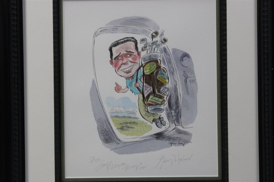 Gary Player 'World Traveler' Caricature Gift to Gary from Artist Gary Hovland - Framed