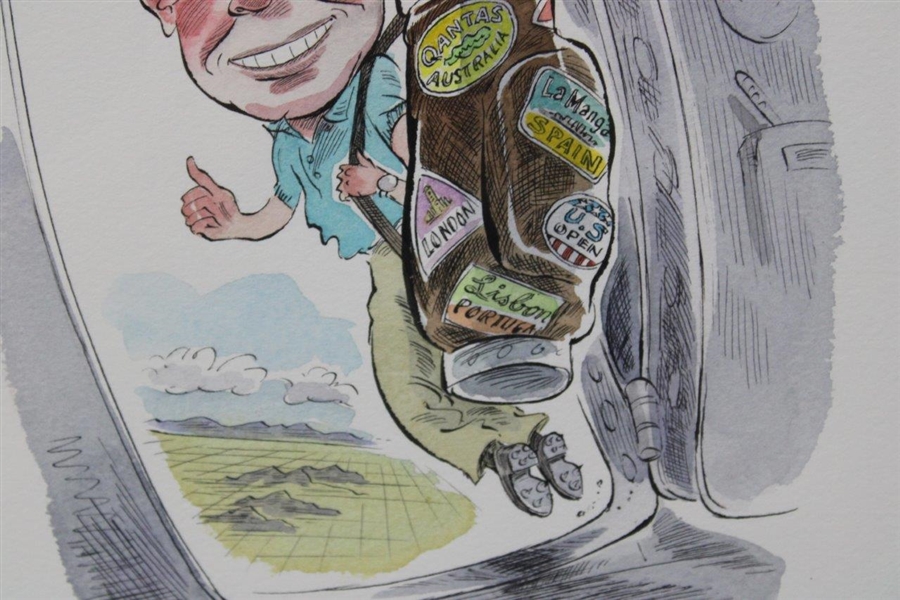 Gary Player 'World Traveler' Caricature Gift to Gary from Artist Gary Hovland - Framed