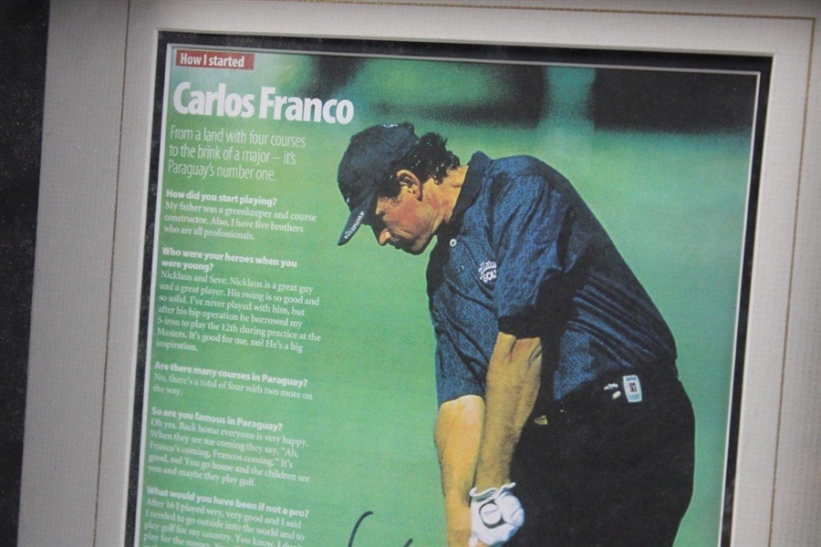 Carlos Franco Signed Magazine Page & Golf Ball Display - Framed JSA ALOA