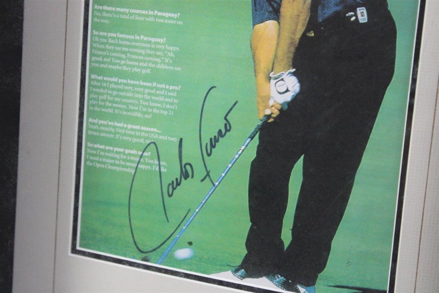 Carlos Franco Signed Magazine Page & Golf Ball Display - Framed JSA ALOA