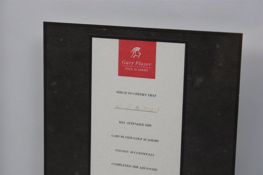 Certificate of Completion of Gary Player Golf Academy - Advanced - Framed