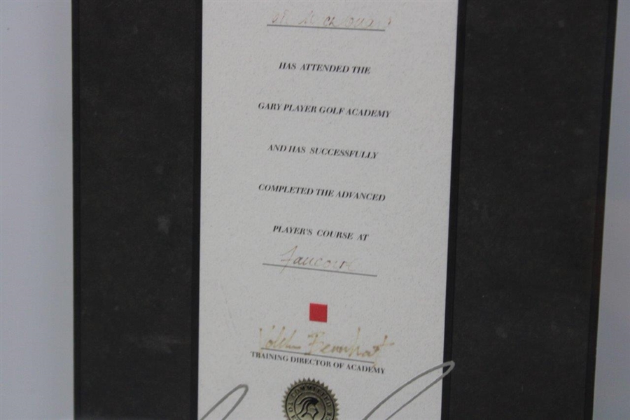 Certificate of Completion of Gary Player Golf Academy - Advanced - Framed