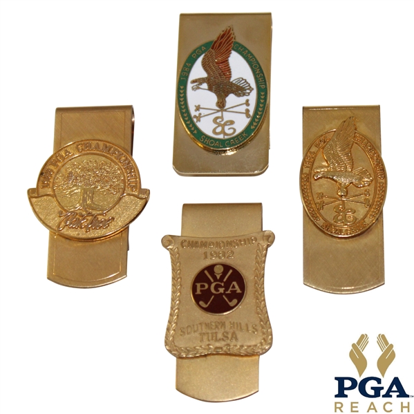 Four (4) PGA Championship Money Clips - 1982, 1984 (x2) & 1988