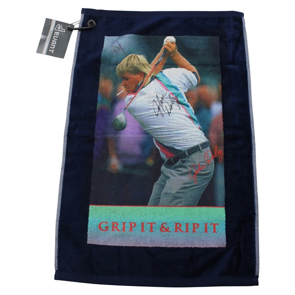 John Daly Signed Blue 'Grip It & Rip It' Sport Devant Bag Towel JSA ALOA