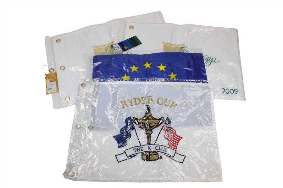 2x 2009 President Cup Flags, Ryder Cup Flag, & European Union Flag