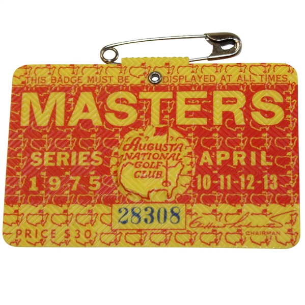 1975 Masters Tournament SERIES Badge #28308 - Jack Nicklaus Winner