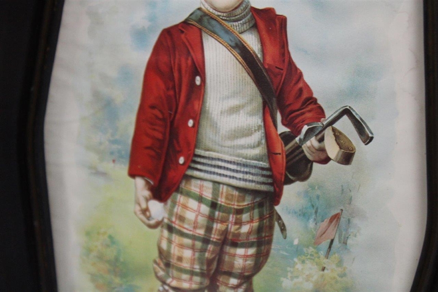 1900 Golf Boy' Lithograph by Artist Charles Spiegle - Framed