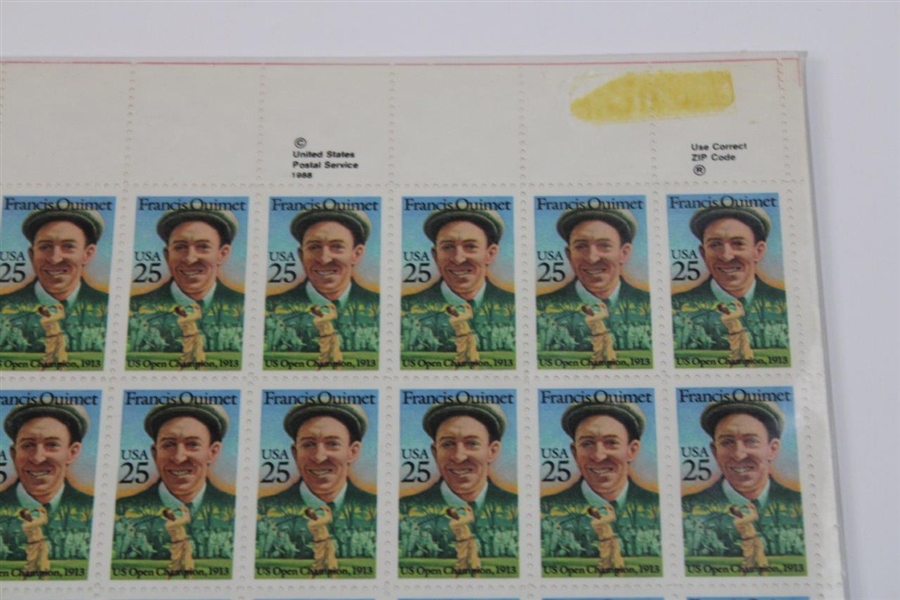 Unused Sheet Of Francis Ouimet Postage Stamps