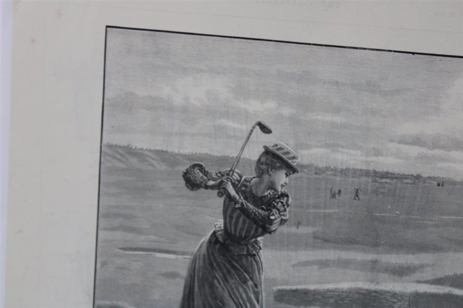 1890 The Illustrated News Double Page Golfing Scene