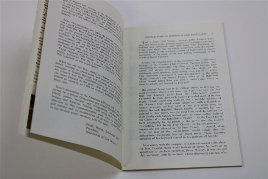 1973 'Donald Ross of Pinehurst & Royal Dornoch' Pamphlet Signed by Author Donald Grant