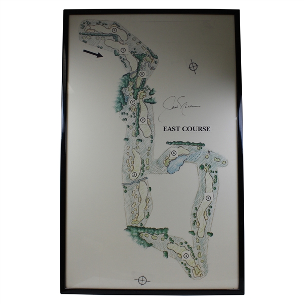 Jack Nicklaus Oversize Golf Course Aerial View Map Facsimile Signed - Framed