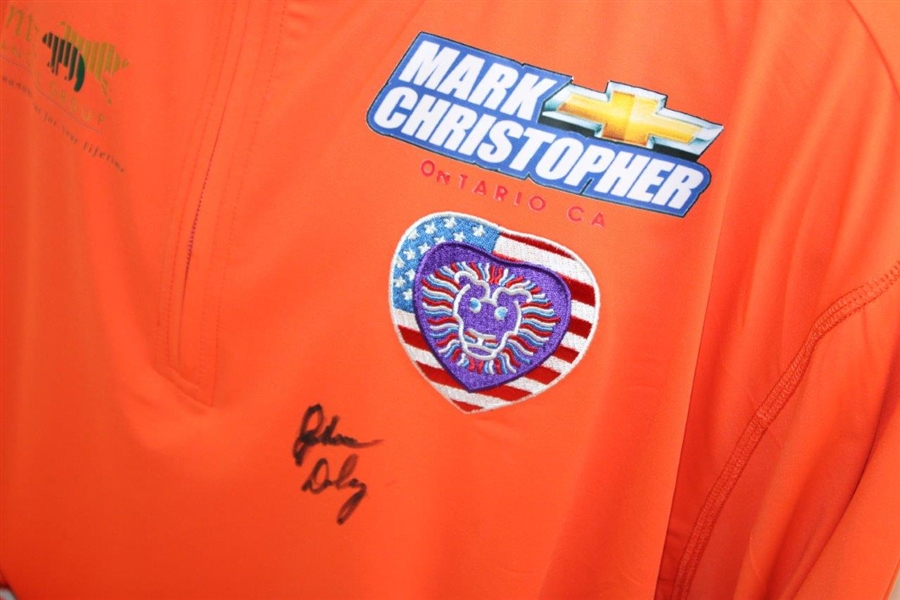 John Daly Signed Heart Of A Lion Mark Christopher Chevrolet Orange Quarter Zip JSA ALOA