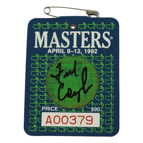 Fred Couples Signed 1992 Masters Tournament SERIES Badge #A00379 JSA ALOA