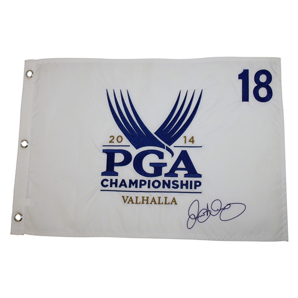 Rory McIlroy Signed 2014 PGA Championship White Embroidered Flag JSA ALOA 
