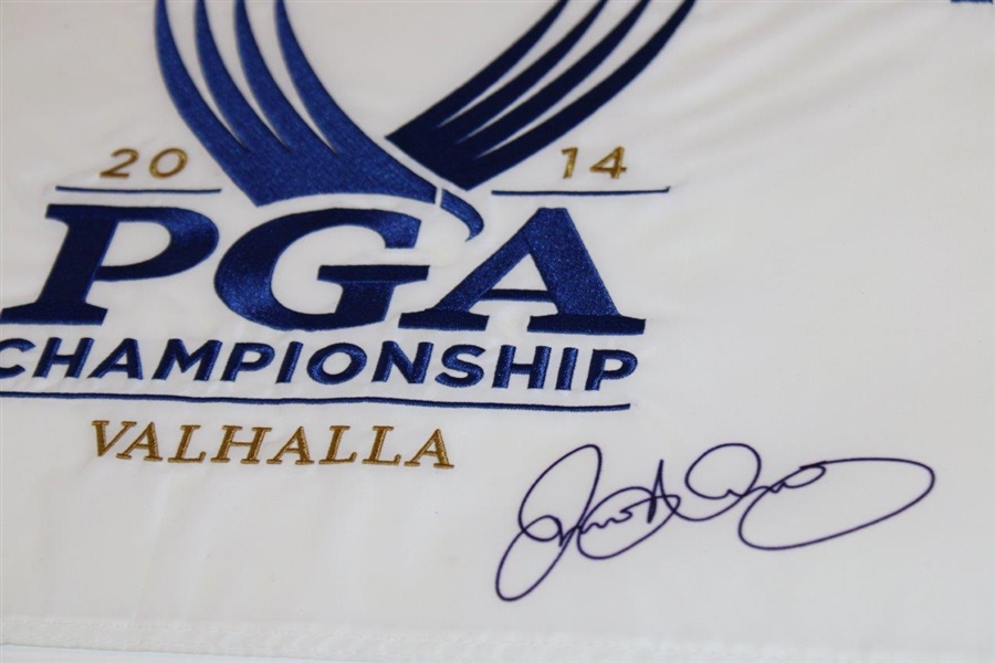 Rory McIlroy Signed 2014 PGA Championship White Embroidered Flag JSA ALOA 