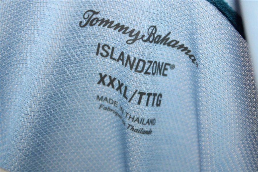 John Daly Signed Tommy Bahama Light Blue Quarter Zip LS 3XL w/Sponsors JSA ALOA