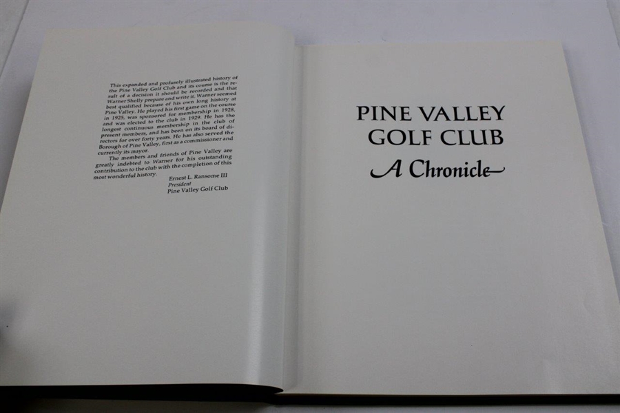 1982 'Pine Valley Golf Club A Chronicle' With Photos