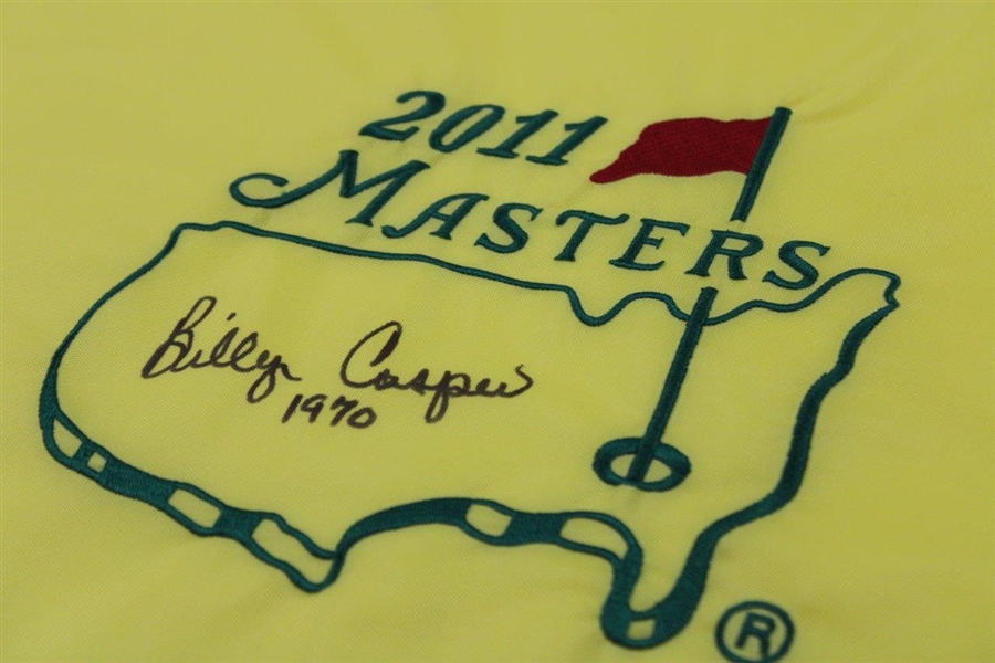 Billy Casper Signed 2011 Masters Embroidered Flag w/'1970' JSA ALOA